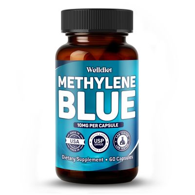 Welldiet Methylene Blue Capsules 10mg -Made in USA- Pharmaceutical Grade USP - Methylene Blue Supplement - 60 Count - 2-Month Supply