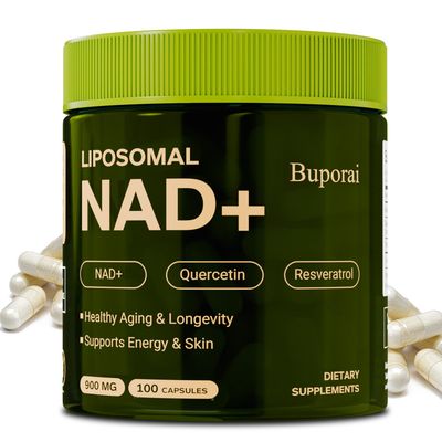 Buporai NAD Supplement 900mg with Resveratrol &amp; Quercetin, NAD Supplement for Anti-Aging, Cellular Energy &amp; Repair-100 Capsules