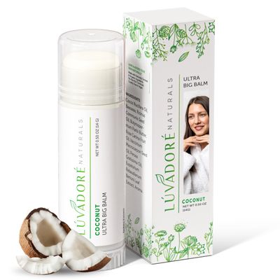 Ultra Big Lip Balm Stick Coconut- Natural Waterproof Lip Moisturizer for Dry, Chapped Lips - Nourishing and Hydrating Formula - Enriched with Coconut Oil, Beeswax, Shea Butter
