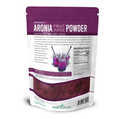 Alovitox Aronia Berry Powder | Antioxidant-Dense Juice Superfood with Dietary Fiber, Vitamins, Calcium, Iron, Boosts Immune System &amp; Reduces Blood Pressure | RAW, Vegan, Non-GMO, Gluten-Free | 16 oz