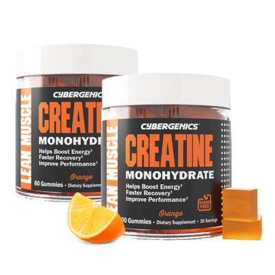 Cybergenics Creatine Monohydrate Gummies, Pure Creatine, Supports Muscle Recovery, Improve Performance and Strength, Gluten Free, 60 Servings, Orange Flavor