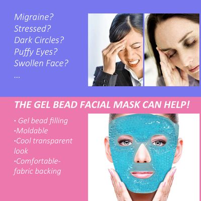 ZNCUETD Cold Face Eye Mask Ice Pack Reduce Facial Puff, Dark Circles, Gel Beads Hot Heat Cold Compress Pack, Face SPA for Woman Sleeping, Pressure, Headaches, Skin Care, Post Laser CareBlue