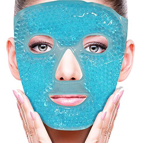 ZNCUETD Cold Face Eye Mask Ice Pack Reduce Facial Puff, Dark Circles, Gel Beads Hot Heat Cold Compress Pack, Face SPA for Woman Sleeping, Pressure, Headaches, Skin Care, Post Laser CareBlue
