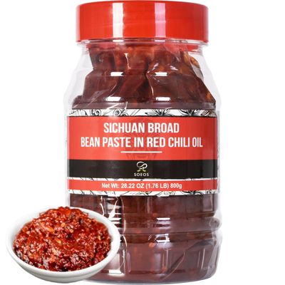Soeos Sichuan Broad Bean Paste with Chili Oil 28.22oz (800g), Hongyou Doubanjiang, Pixian Doubanjiang Chili Paste, Ingredient for Sichuan Cuisine, Fermented Bean Paste, Red Bean Paste, Chili Paste.