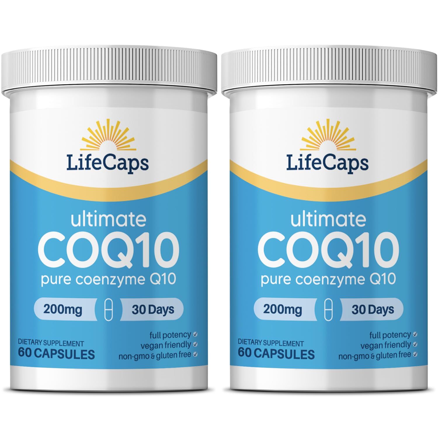 LifeCaps CoQ10 200mg - Ultimate CoQ10 - Ultra High Absorption Q10 Supplements - 60 Count (2)