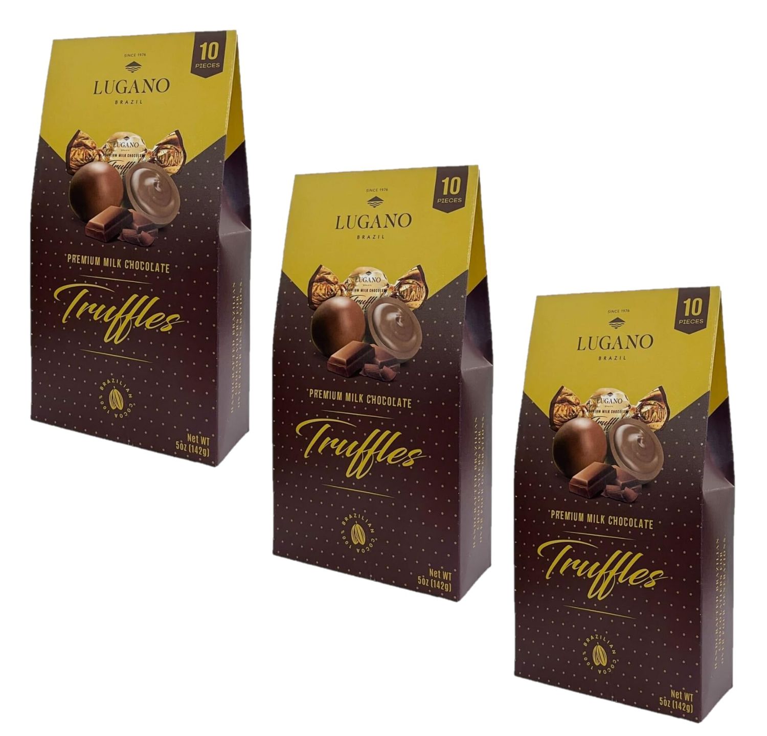 Lugano Premium Milk Chocolate Truffles - Pack of 3 - Delicious and Decadent Chocolate - Perfect for Sharing with Friends and Family - 10 Truffles Per Box