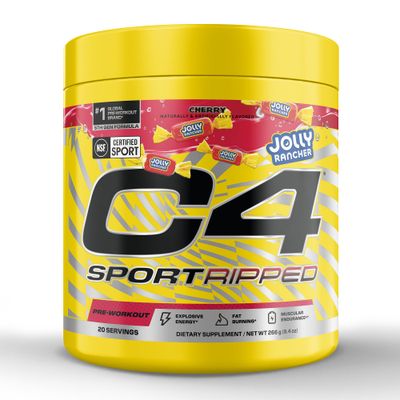 Cellucor C4 Sport Ripped Pre Workout Powder - Jolly Rancher Cherry - NSF Certified for Sport - Elite Hydration - 200mg Caffeine Creatine Beta-Alanine - Electrolytes and Energy - 20 Servings