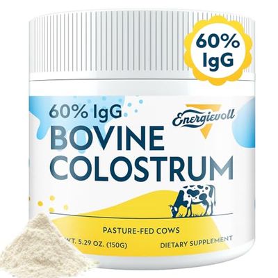Energievoll Bovine Colostrum Supplement Powder - 60 IgG 3000 mg for Gut, Hair Growth, Beauty, and Immune, Easy to Mix, Unflavored (50 Servings)