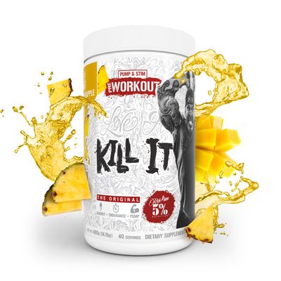 5 Nutrition Rich Piana Kill It Pre Workout Powder w/Creatine, Caffeine, Beta Alanine, Hydroprime Glycerol for Pump, Strength, Endurance | 14.11 oz, 40 Srvgs (Mango Pineapple)