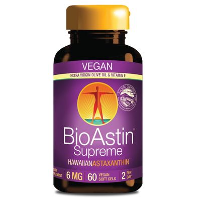 Nutrex Hawaii BioAstin Supreme Hawaiian Astaxanthin - 6mg, 60 Softgels - Farm-Direct Premium Antioxidant Supplement for Eye, Skin, Joint &amp; Immune System Health - Blended with Extra Virgin Olive Oil
