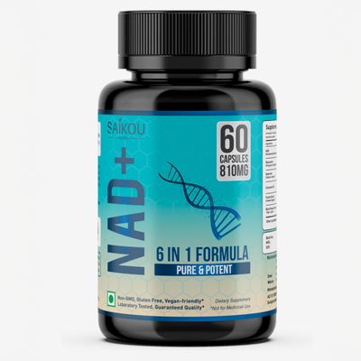 SAIKOU HERBS NAD Supplement 810mg with Nicotinamide Adenine Dinucleotide, Resveratrol, Quercetin, Coenzyme Q10, Fisetin and Black Pepper - Healthy Aging - High Absorption - 60 Capsules