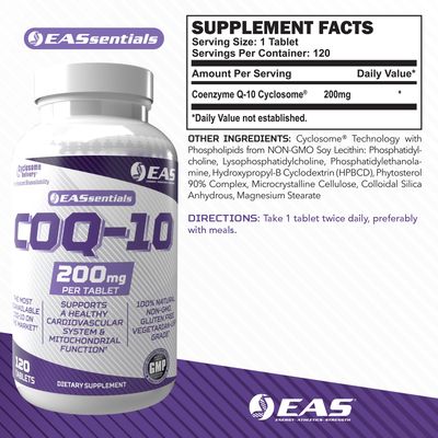 Experimental and Applied Sciences COQ-10 200mg | Antioxidant Supporting Heart Health &amp; Energy Production | Gluten Free, Non GMO | Better Absorption with Cyclosome Delivery | 120 Tablets