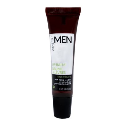 Vitabath Men&#39;s Mint Lip Balm Natural Hydrating Hemp, Coconut &amp; Jojoba Oil Soothes Dry Chapped Cracked Lips &amp; Calms Irritation for Men &amp; Women - 0.35 oz