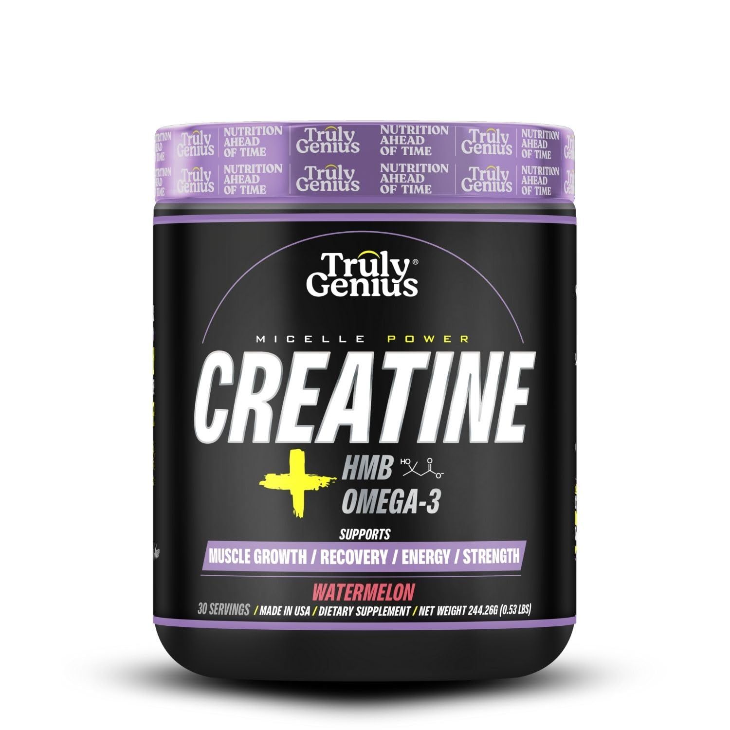 Creatine Monohydrate Powder - Omega 3, HMB, Watermelon Flavor - High Absorption for Men &amp; Women - Supports Energy &amp; Muscle Repair - Founded by James Rodriguez - 30 Servings.