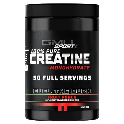 GMU SPORT Creatine Monohydrate Flavored Drink Powder - Fruit Punch. 50 Servings (7.7g per). Build Lean Muscle with Creatine!