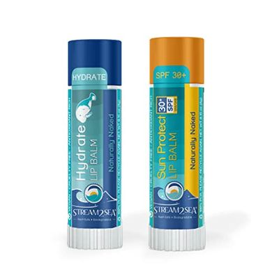 STREAM 2 SEA Naturally Naked Lip Balm Set - Reef Safe SPF 30 Unscented Hydrating Lip Care, Moisturizing Sun Protect Outdoor Lip Balm For Beach and Sports, Paraben Free Natural Lip Care