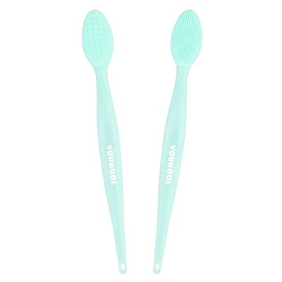 Lip Scrub Brush,Double-Sided Silicone Exfoliating Lip Brush Tool for Smoother and Fuller Lip Appearance,Green,2pcs