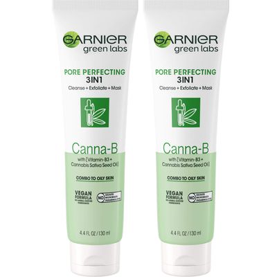 Garnier SkinActive Green Labs Canna-B Pore Perfecting 3-in-1 Face Wash unscented 2 Count