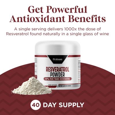 Trans Resveratrol Supplement, High Purity Resveratrol Powder for Age Support, 40-Day Supply, 40 Grams