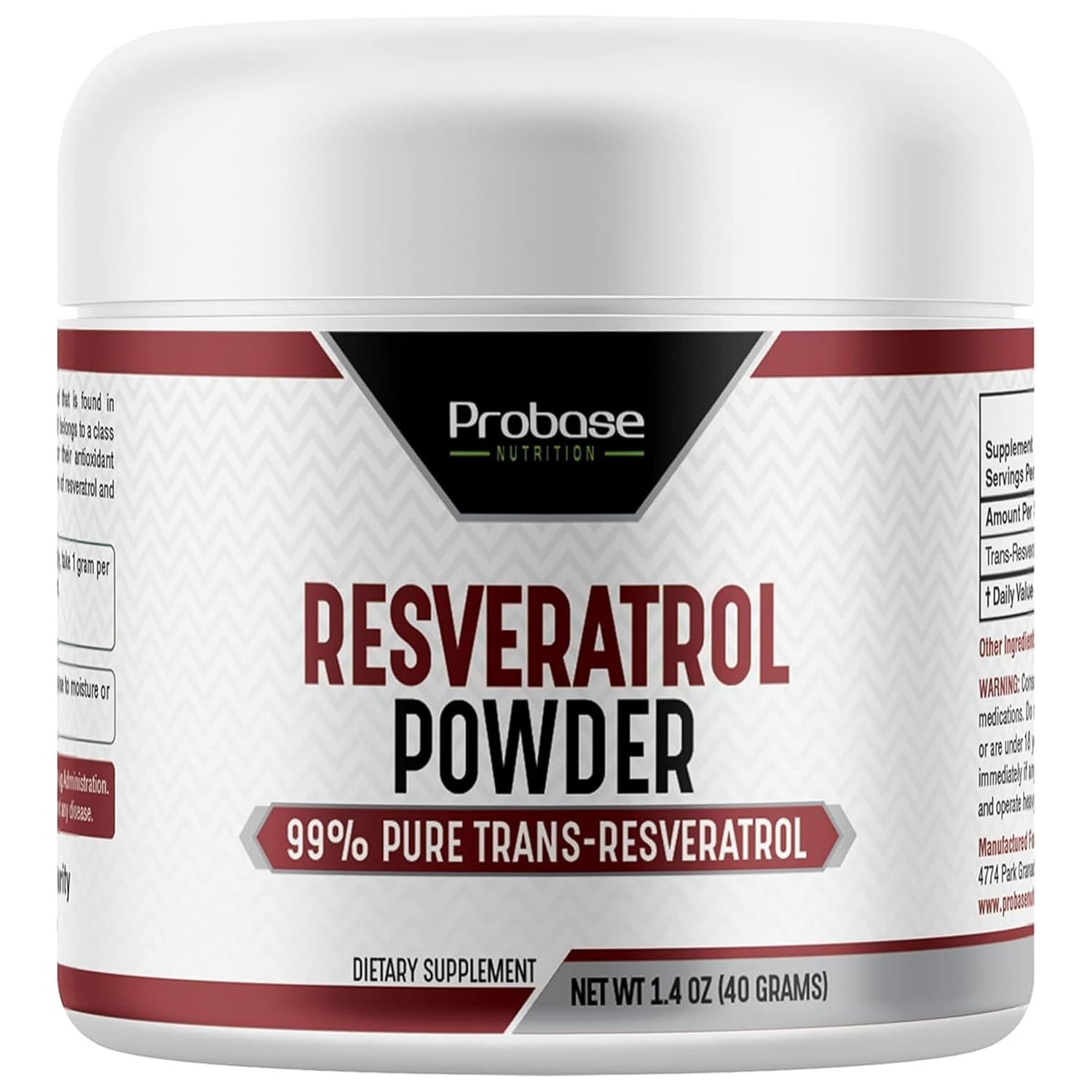 Trans Resveratrol Supplement, High Purity Resveratrol Powder for Age Support, 40-Day Supply, 40 Grams