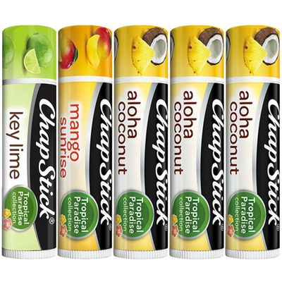 ChapStick Lip Care Bundle - Tropical Paradise Collection with Mango Sunrise, Key Lime, and Aloha Coconut Lip Balm, 0.15 Oz Ea (5 Piece Set)