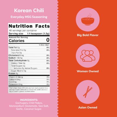 DIME MSG Seasoning &amp; Spices for Cooking, Marinating, Grilling - Snack, Salad Topper- Chili, Yuzu, Asian Food, Umami All Purpose Powders (1 Pack, Korean Chili)