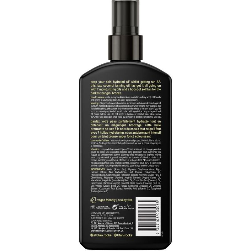 b.tan Best Tanning Oil | Get Tanned Intensifier Dry Spray - Fast, Dark Outdoor Sun Tan From Tan Accelerating Actives, Packed with Moisturizing Oils, No SPF, Austrailian Brand, 8 Fl Oz