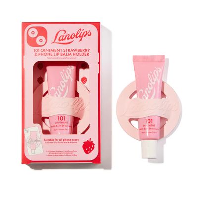 Lanolips 101 Ointment Strawberry &amp; Lip Phone Holder - Fruity Lip Balm with Vitamin E Oil and Lanolin for Lip Hydration (0.35 Ounce)