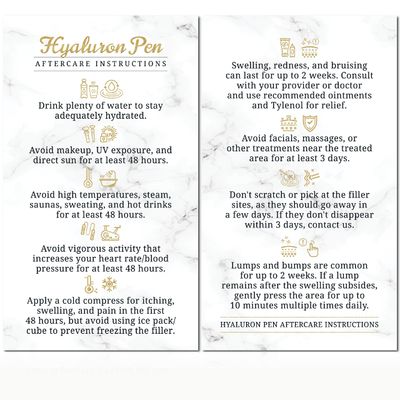 Havongki - 100 Pack - Premium Hyaluron Pen Lip Filler Aftercare Instructions Card 2 x 3.5&quot; Accessories Supplies Kit Care - HP22A100_N