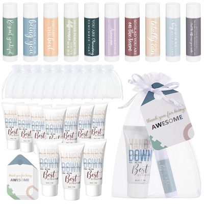 Heigble 10 Sets Teacher Appreciation Gifts Bulk Lip Balms and Hand Cream Employee Appreciation Inspirational Hand Lotion Thank You Gifts Bulk for Women Men Coworker Staff Office Team Back to School