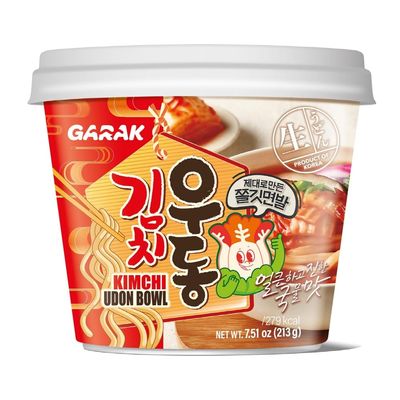 GARAK Kimchi Udon Soup Bowl, Korean-Style Udon, Microwavable instant Noodle 213g/7.51oz (pack of 1)