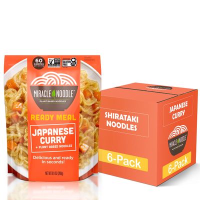 Miracle Noodle Japanese Curry Ready To Eat Meal, 10 Oz (Pack of 6), Plant Based Shirataki Konjac Noodles, 80 Calories Per Serving, Low Carb, Gluten-Free