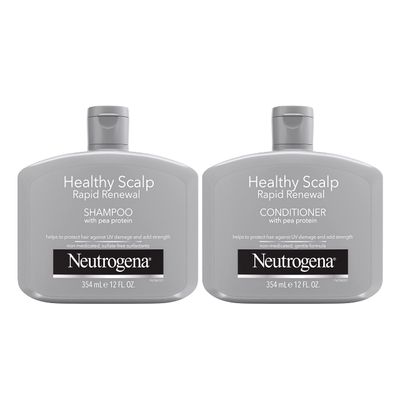 Neutrogena Healthy Scalp Rapid Renewal Shampoo &amp; Conditioner with Pea Protein, UV Damage Protecting Shampoo for Strong Healthy-Looking Hair, 12 Fl Oz