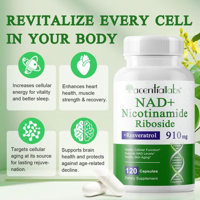 Xaarty NAD Supplement, 910MG Liposomal NAD for Women & Men, Nicotinamide Riboside, Resveratrol, Quercetin, NAD Resveratrol Supplement for Anti-Aging, 120 Capsules