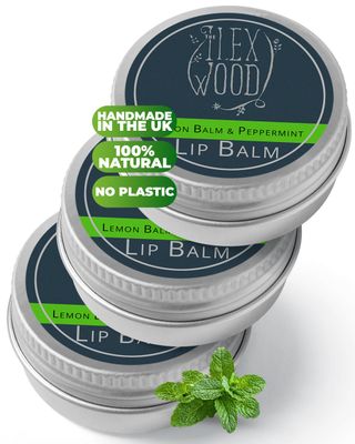 The Ilex Wood - Lip Balm Pack of 3 - Lemon Balm and Peppermint - All natural, coldsore prevention, palm oil free, cruelty free, plastic free, moisturising lip balm, handcrafted - 3 x 10ml