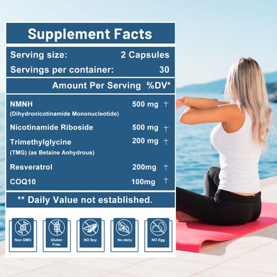 inGreens 500mg NMNH, NMN Supplement Alternative with NR, TMG, Resveratrol, COQ10, NAD Supplement, Anti Aging, Energy, Boost NAD Levels, 60 Capsules