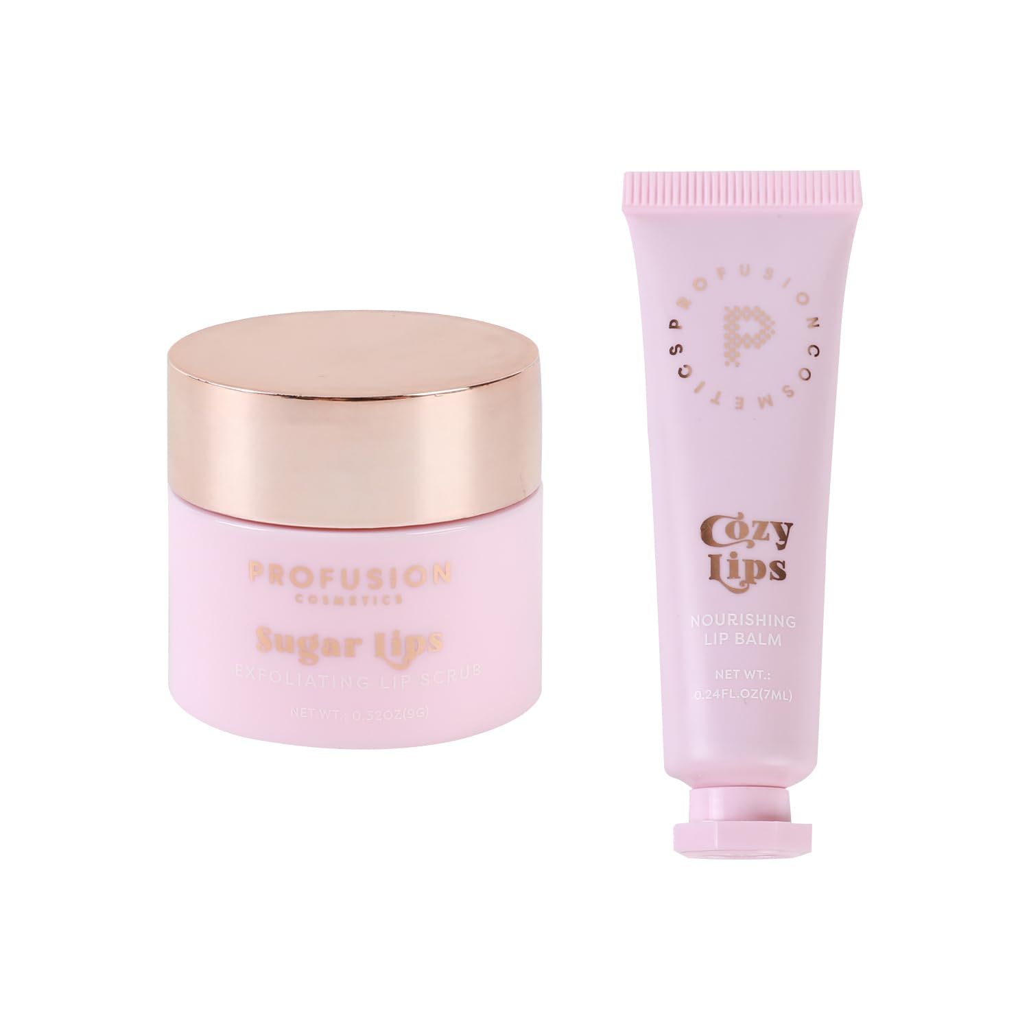 Profusion Cosmetics Frosted Snow Sparkle Sugar Lip Scrub and Hydrating Lip Balm, Exfoliating Lip Scrub and Nourishing Lip Balm With Long Lasting Hydration, Vegan and Cruelty Free