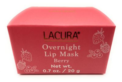 Hydrating Sleeping Lip Mask for Overnight Moisture, Berry Flavor with Vitamin C, Coconut Oil, Shea Butter, Lacura 0.7oz/20g - Pack of 1