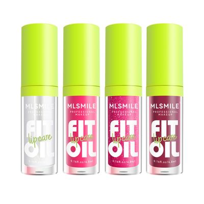 MLSMILE 4 Colors Lip Oil Lip Glaze Set, Tinted Gloss Lip Gloss Oil, Plumping Moisturizing and Nourishing Lips, Long Lasting Fresh and Smooth Lip Care Set - A
