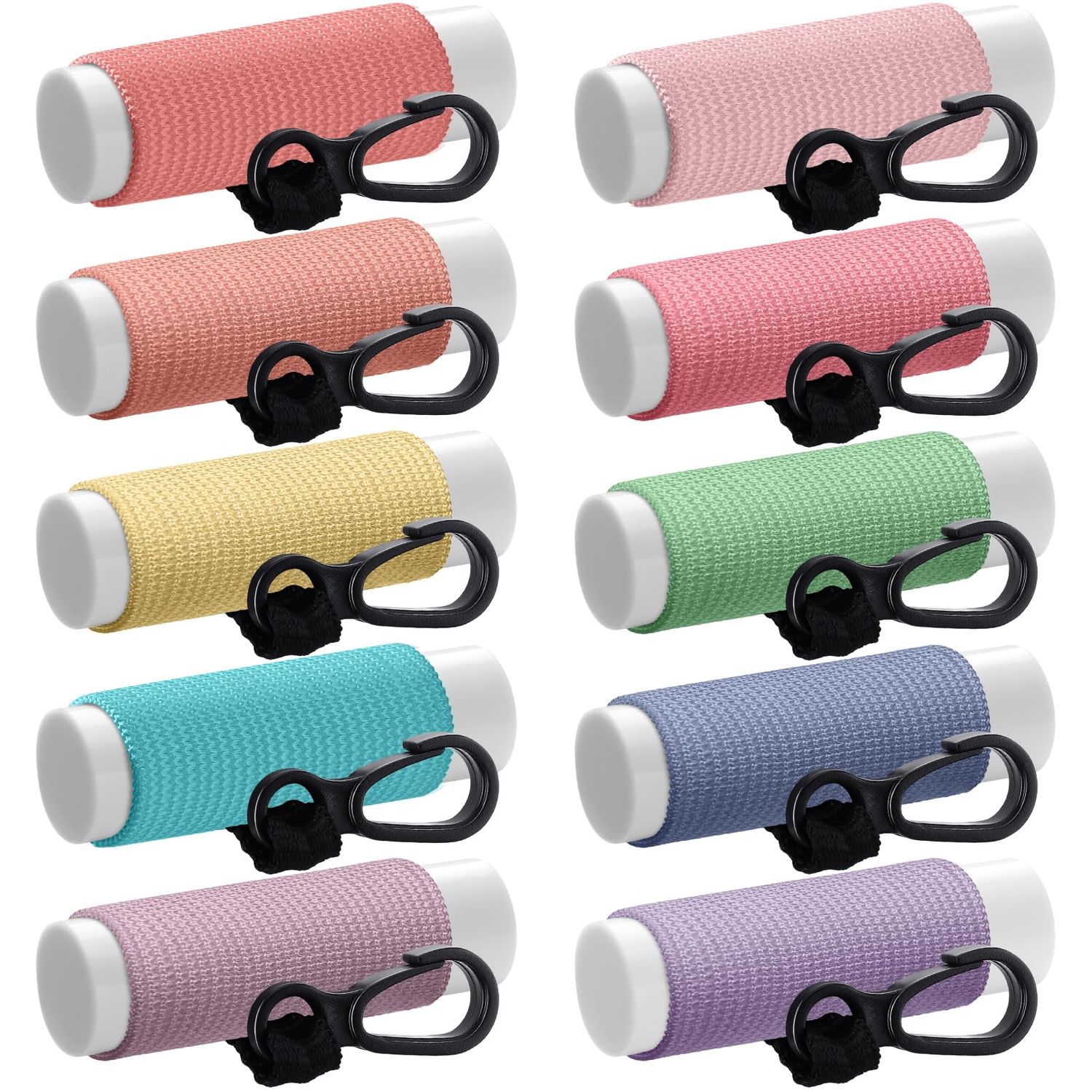 Sureio 10 Pack Lip Balm Holder Keychain Compact Clip On lipstick Lip Gloss Holder Keychain Elastic lipstick Sleeve Clip(Pastel Colors)