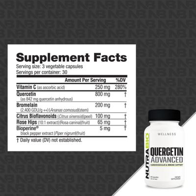NutraBio Quercetin Advanced with Added Vitamin C and Bromelain - Potent Antioxidant - 90 Capsules