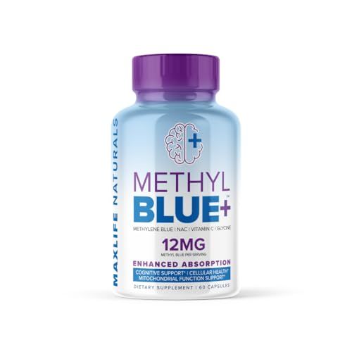 Methylene Blue Pharma Grade 12mg (USP Grade) with Enhanced Absorption Vitamin C Ester for Enhanced Antioxidant Activity | Glycine NAC Anti-Aging Support, Youth/Longevity Supplement - 60 Capsules