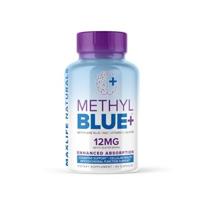 Methylene Blue Pharma Grade 12mg (USP Grade) with Enhanced Absorption Vitamin C Ester for Enhanced Antioxidant Activity | Glycine NAC Anti-Aging Support, Youth/Longevity Supplement - 60 Capsules