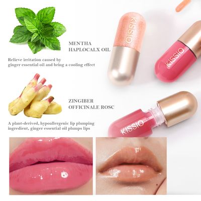 KISSIO Lip Plumper Set,Plumping,Moisturizing and Shimmer,Plumping Lip Gloss,Beauty Lips,01Lemonade and 05Dogwood
