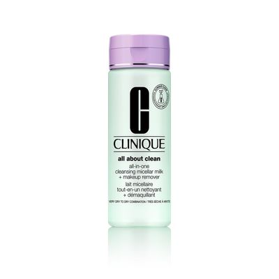 Clinique 3-Step All About Clean All-in-One Cleansing Micellar Milk Makeup Remover, 6.7 Fl Oz