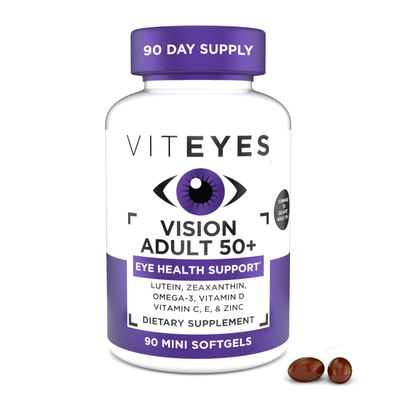 Viteyes Adult 50 Plus for Eye Health, Vision Support, Aging Eyes, Lutein, Zeaxanthin, Omega-3, Zinc, Vitamin C, Vitamin D, Vitamin E, Eye Doctor Trusted, Manufactured in The USA, 90 Ct