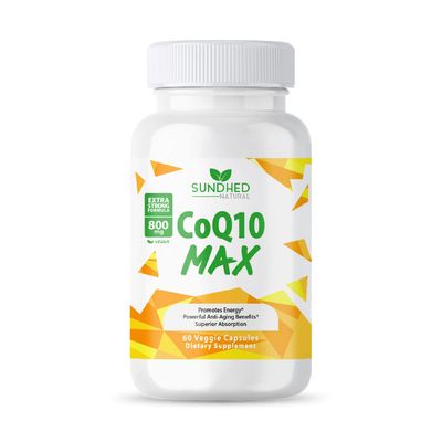 Sundhed Natural CoQ10 Powerful Antioxidant Supplement - Extra Strong Formula 800mg, 60 Capsules, 1-Month Supply with Coenzyme Q10 Vitamins and Supplements