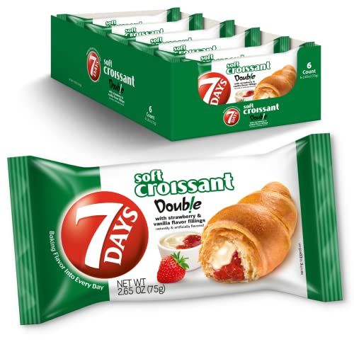 7Days Soft Croissant, Strawberry &amp; Vanilla Croissant, Breakfast Pastry, Individually Wrapped On The Go Snack, Non-GMO, 2.65 Ounce (Pack of 6)