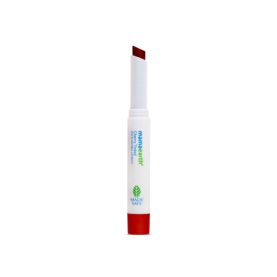 Mamaearth Nourishing Cherry Tinted Natural Lip Balm | 12 Hour Moisturization with Coconut Oil &amp; Cherry | Relieves Dry, Cracked Lips &amp; Makes Lips Soft &amp; Supple | 0.07 Oz/2g