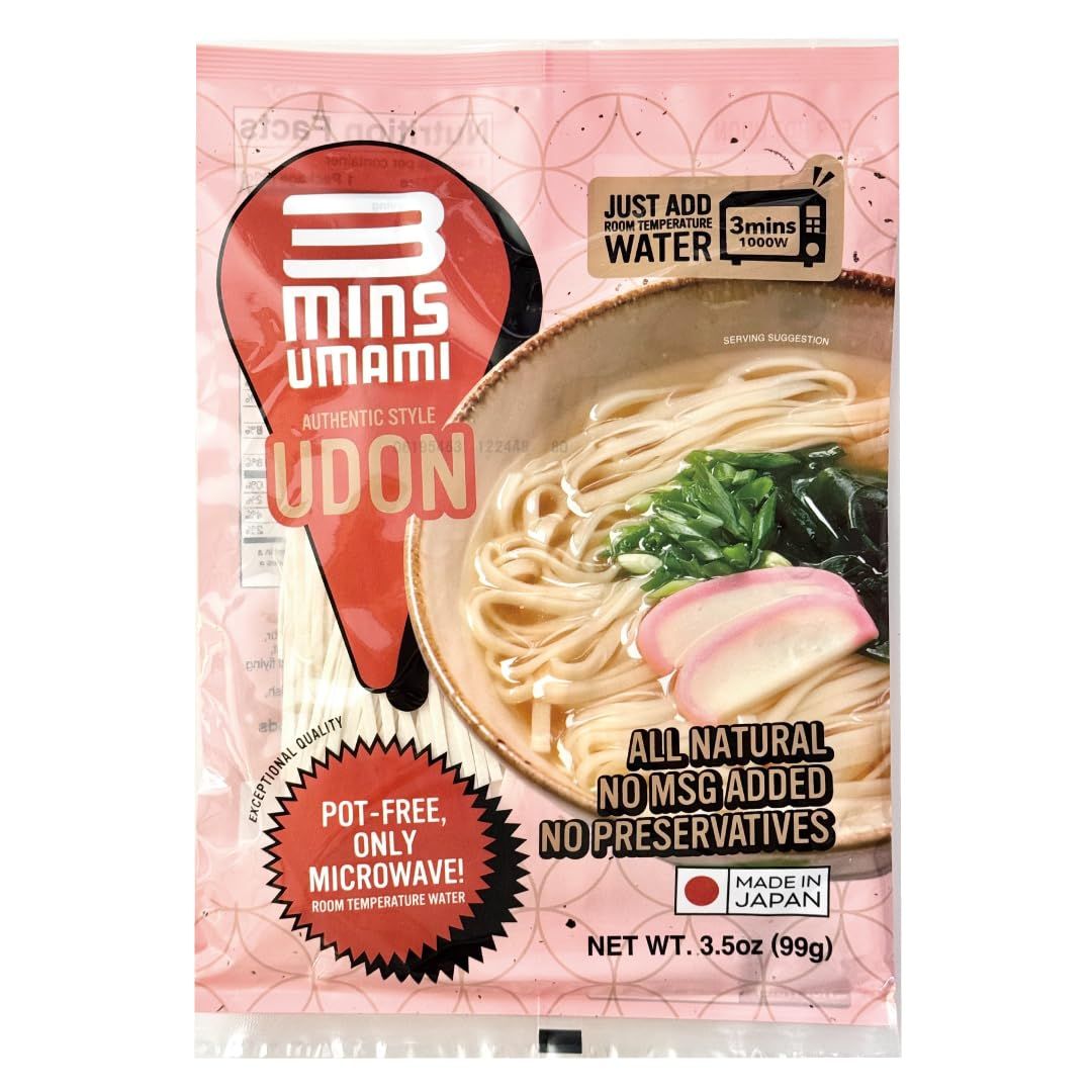Authentic Udon (Microwavable) : Easy-to-Make, All-Natural Japanese Udon Noodles with Soup, No MSG or Preservatives, Ready in 3 Minutes with Room Temperature or Hot Water, Made in Japan (1 pack)
